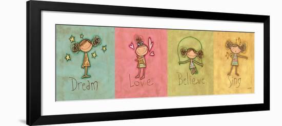 Dream, Love Believe and Sing Panel-Anne Tavoletti-Framed Premium Giclee Print