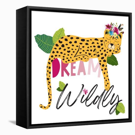 Dream Widly Cheetah-Jennifer McCully-Framed Stretched Canvas