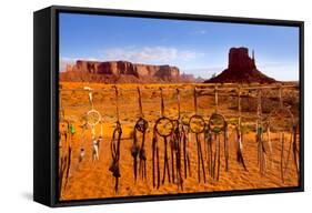 Dreamcatcher Monument West Mitten Butte Morning With Navajo Indian Crafts Utah-holbox-Framed Stretched Canvas