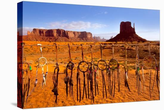 Dreamcatcher Monument West Mitten Butte Morning With Navajo Indian Crafts Utah-holbox-Stretched Canvas