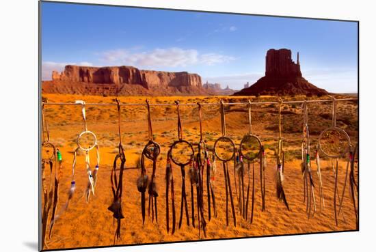 Dreamcatcher Monument West Mitten Butte Morning With Navajo Indian Crafts Utah-holbox-Mounted Art Print