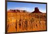 Dreamcatcher Monument West Mitten Butte Morning With Navajo Indian Crafts Utah-holbox-Framed Art Print