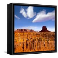 Dreamcatcher Monument West Mitten Butte Morning With Navajo Indian Crafts Utah-holbox-Framed Stretched Canvas