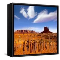 Dreamcatcher Monument West Mitten Butte Morning With Navajo Indian Crafts Utah-holbox-Framed Stretched Canvas