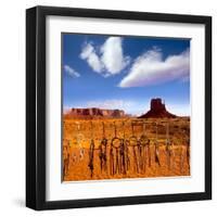 Dreamcatcher Monument West Mitten Butte Morning With Navajo Indian Crafts Utah-holbox-Framed Art Print