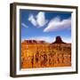 Dreamcatcher Monument West Mitten Butte Morning With Navajo Indian Crafts Utah-holbox-Framed Art Print