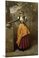 Dreamer at the Fountain, C.1860-Jean-Baptiste-Camille Corot-Mounted Giclee Print