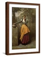 Dreamer at the Fountain, C.1860-Jean-Baptiste-Camille Corot-Framed Giclee Print