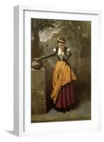 Dreamer at the Fountain, C.1860-Jean-Baptiste-Camille Corot-Framed Giclee Print