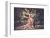 Dreaming Blond Retro Woman with a Book Sitting on a Meadow-NejroN Photo-Framed Photographic Print