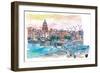 Dreaming of Oldtimers in Havana Cuba Malecon Evening-M. Bleichner-Framed Art Print