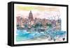 Dreaming of Oldtimers in Havana Cuba Malecon Evening-M. Bleichner-Framed Stretched Canvas