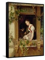 Dreaming on the Windowsill-August Friedrich Siegert-Framed Stretched Canvas