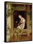 Dreaming on the Windowsill-August Friedrich Siegert-Framed Stretched Canvas