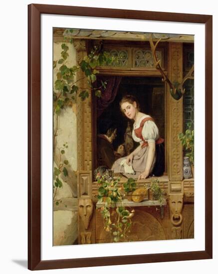 Dreaming on the Windowsill-August Friedrich Siegert-Framed Giclee Print