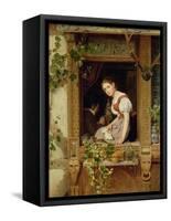 Dreaming on the Windowsill-August Friedrich Siegert-Framed Stretched Canvas