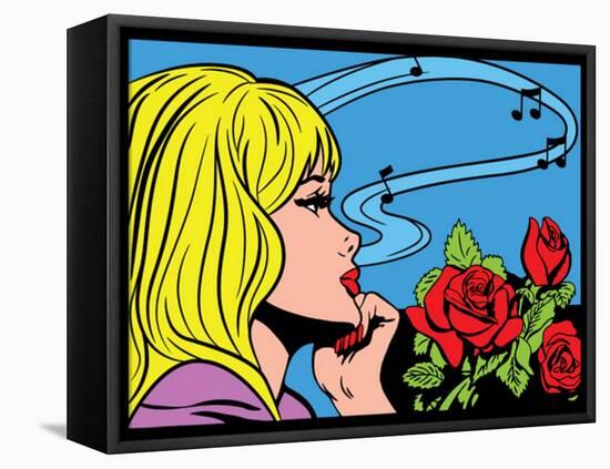Dreaming Pop Art Girl-UltraPop-Framed Stretched Canvas