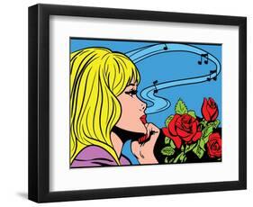 Dreaming Pop Art Girl-UltraPop-Framed Art Print