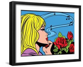 Dreaming Pop Art Girl-UltraPop-Framed Art Print