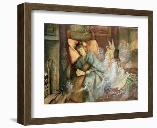 Dreaming (W/C and Bodycolour on Paper)-John Anster Fitzgerald-Framed Premium Giclee Print