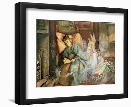 Dreaming (W/C and Bodycolour on Paper)-John Anster Fitzgerald-Framed Premium Giclee Print