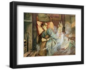 Dreaming (W/C and Bodycolour on Paper)-John Anster Fitzgerald-Framed Premium Giclee Print