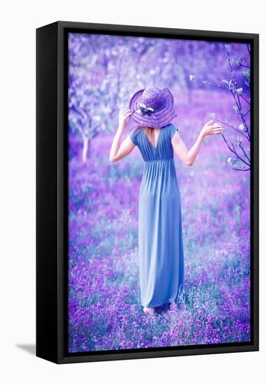 Dreamy, Fine Art Photo of Seductive Woman in Fairy Garden, Romantic Girl in Elegant Long Dress on P-Anna Omelchenko-Framed Stretched Canvas