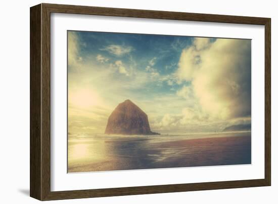 Dreamy Scene at Haystack Rock, Cannon Beach, Oregon Coast-Vincent James-Framed Photographic Print