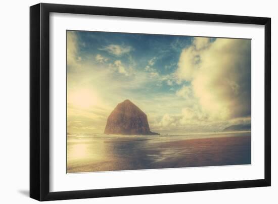 Dreamy Scene at Haystack Rock, Cannon Beach, Oregon Coast-Vincent James-Framed Photographic Print