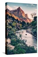 Dreamy Zion, Virgin River and Watchmen in Autumn, Zion National Park-Vincent James-Stretched Canvas