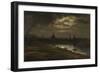 Dresden by Moonlight, 1845 (Oil on Paper Mounted on Board)-Johan Christian Dahl-Framed Giclee Print