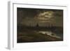 Dresden by Moonlight, 1845 (Oil on Paper Mounted on Board)-Johan Christian Dahl-Framed Giclee Print