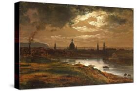 Dresden by Moonlight-Johan Christian Clausen Dahl-Stretched Canvas