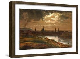 Dresden by Moonlight-Johan Christian Clausen Dahl-Framed Giclee Print