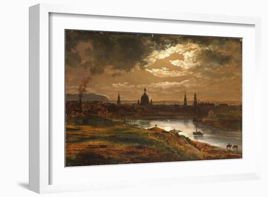 Dresden by Moonlight-Johan Christian Clausen Dahl-Framed Giclee Print