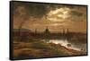 Dresden by Moonlight-Johan Christian Clausen Dahl-Framed Stretched Canvas