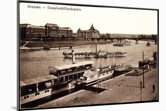 Dresden, Dampfschifflandeplatz,Dampfer Karlsbad,Elbe-null-Mounted Giclee Print