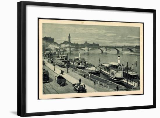 Dresden Elbe, Dampfer Kaiser Wilhelm, Landeplatz-null-Framed Giclee Print