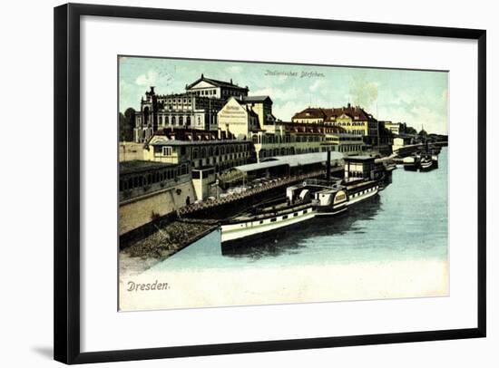 Dresden Elbe, Italienisches Dörfchen,Dampfer Meissen-null-Framed Giclee Print