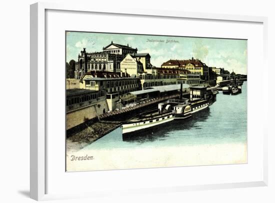 Dresden Elbe, Italienisches Dörfchen,Dampfer Meissen-null-Framed Giclee Print