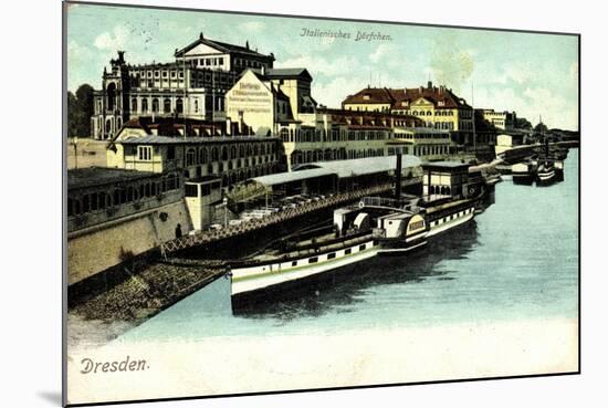 Dresden Elbe, Italienisches Dörfchen,Dampfer Meissen-null-Mounted Giclee Print
