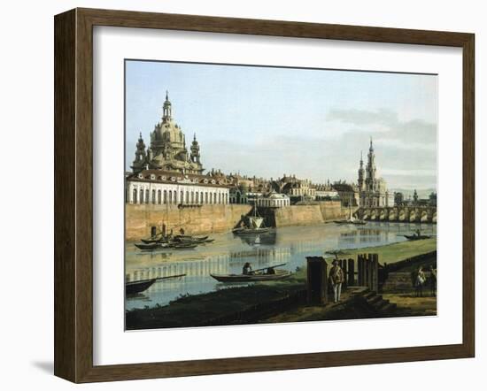 Dresden from Right Bank of Elbe Upstream from Bridge of Augustus, Circa 1750-Bernardo Bellotto-Framed Giclee Print