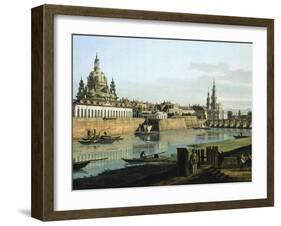 Dresden from Right Bank of Elbe Upstream from Bridge of Augustus, Circa 1750-Bernardo Bellotto-Framed Giclee Print