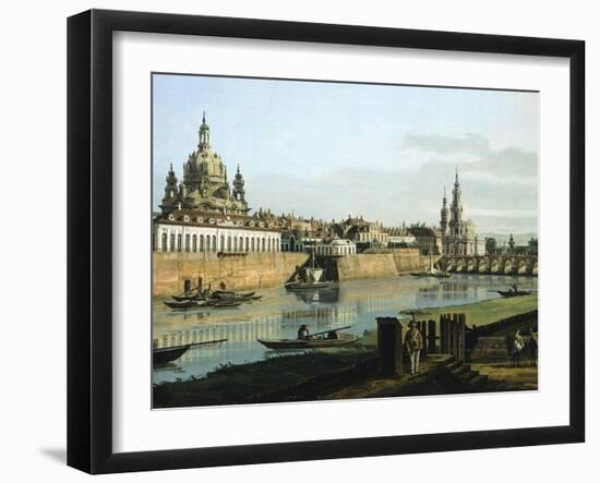 Dresden from Right Bank of Elbe Upstream from Bridge of Augustus, Circa 1750-Bernardo Bellotto-Framed Giclee Print