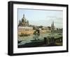 Dresden from Right Bank of Elbe Upstream from Bridge of Augustus, Circa 1750-Bernardo Bellotto-Framed Giclee Print