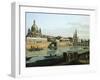 Dresden from Right Bank of Elbe Upstream from Bridge of Augustus, Circa 1750-Bernardo Bellotto-Framed Giclee Print