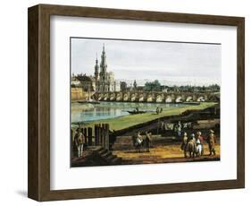 Dresden from Right Bank of Elbe Upstream from Bridge of Augustus, Circa 1750-Bernardo Bellotto-Framed Giclee Print