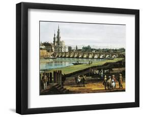 Dresden from Right Bank of Elbe Upstream from Bridge of Augustus, Circa 1750-Bernardo Bellotto-Framed Giclee Print