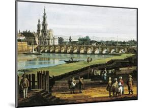 Dresden from Right Bank of Elbe Upstream from Bridge of Augustus, Circa 1750-Bernardo Bellotto-Mounted Giclee Print