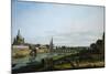 Dresden from Right Bank of Elbe Upstream from Bridge of Augustus, Circa 1750-Bernardo Bellotto-Mounted Giclee Print